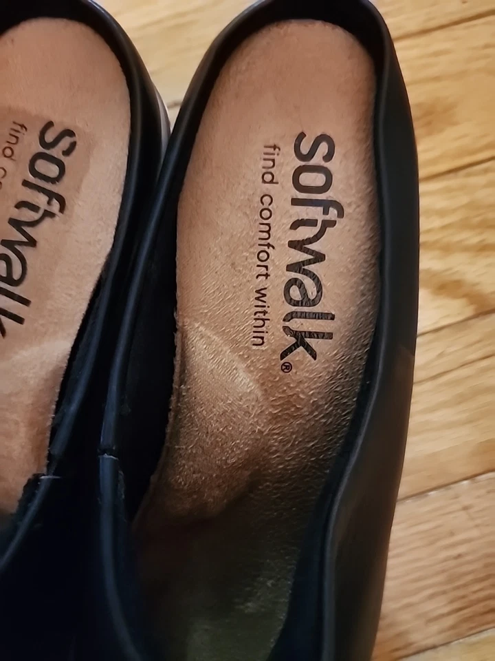 Zuecos sin cordones SoftWalk Arvada de cuero negro talla 7 nuevos sin etiquetas Foto 4 de 4