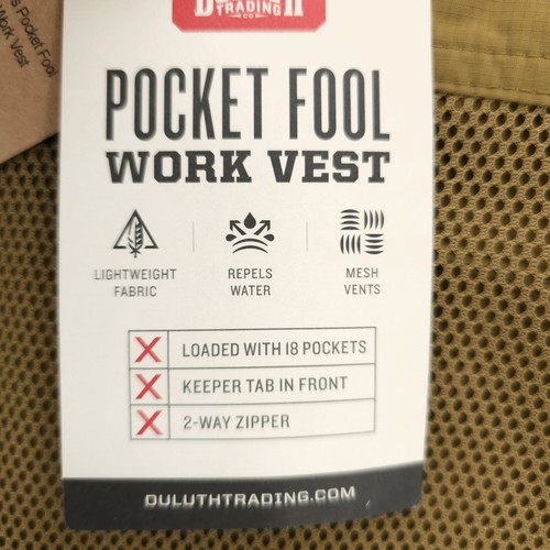 NUEVO CON ETIQUETAS Chaleco de Trabajo Duluth Pocket Fool Para Hombre Mostaza Oliva CMN Para Hombre Talla 2XL - Imagen 4 de 10