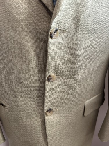 Blazer Burberry London 42R mezcla de seda cachemir champán 3 botones estilo clásico - Imagen 2 de 19