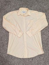 Linea Uomo Mens Dress Shirt XL Tall 17.5 38/39 Yellow Long Sleeve Flawed