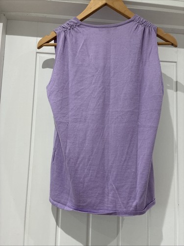 Aquascutumn Vest Top Sleeveless Tank Jumper Size L 12-14 Uk Lilac Silk Wool - Picture 6 of 7