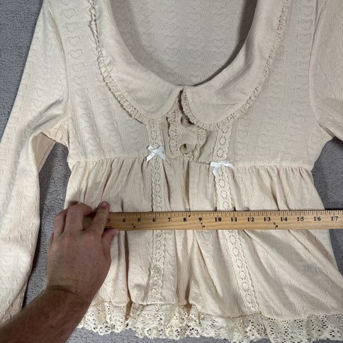 Maglione Romwe Taglia L Cottagecore Collo Cuori Babydoll Coquette Kawaii Vittoriano - Foto 10 di 18
