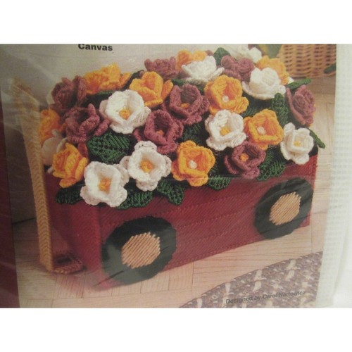 Wagen Handarbeitsladen Kunststoff Leinwand Türstopper lebendige Blumen Carol Nartowic neu! - Bild 6 von 6