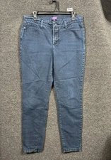 NYDJ Not Your Daughters Straight Jeans Womens Sz 12 Blue Stretch Denim High Rise