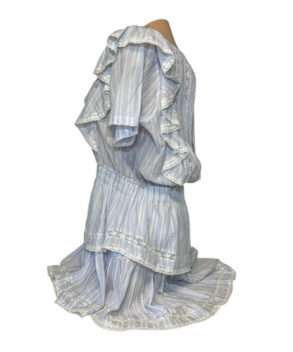 Love Shack Fancy Women’s Size XXL Natasha Ruffle Sleeves Cotton Mini Dress Blue - Picture 6 of 16