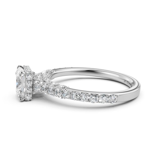 Anillo de boda pavé de diamantes princesa halo circa color GIA F VS2 1,15 quilates - Imagen 2 de 3