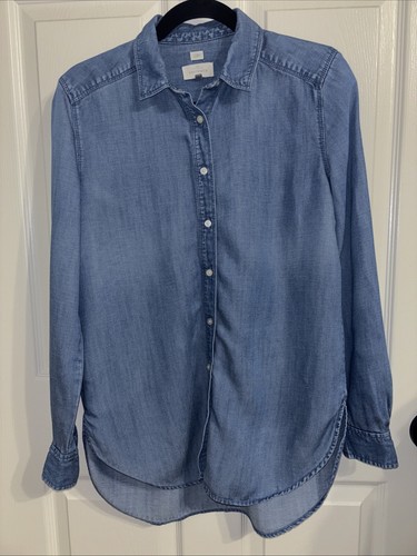Ann Taylor Loft Damen Jeanshemd mit Knopfleiste Small The Softened. - Bild 2 von 15