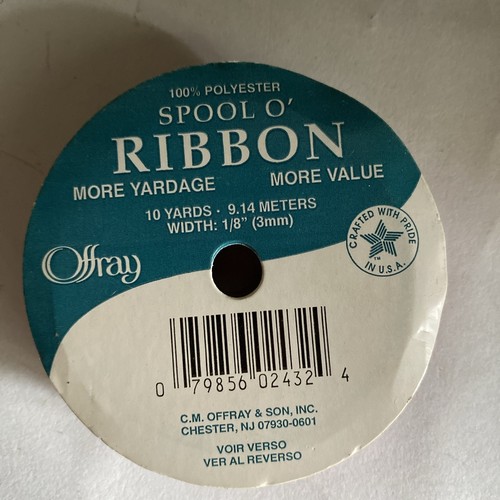 Vintage Offray maroon 7/8” Wide x 21 ft Ribbon on 1" Wide x 3" Round Spool