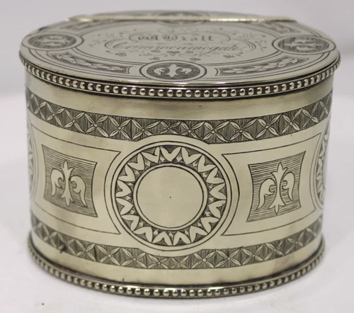 Antique Silver Plated Tobacco Box, T.U.Hiatt, Crimonmogate Estate Scotland