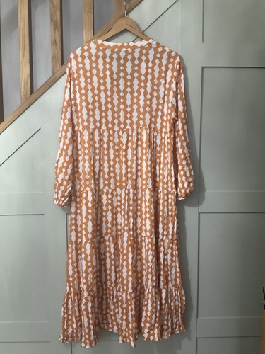Zara Orange Cotton Midi Shirt Dress Size XL - Picture 6 of 7