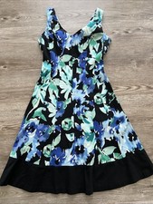 Lauren Ralph Lauren Sleeveless V Neck Dress Womens 4 Floral Flare Sateen Twill