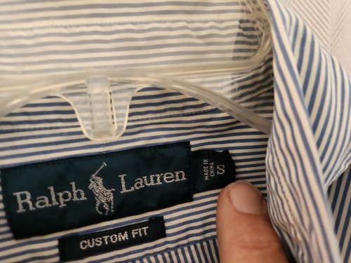 Camisa Oxford Tejida Ralph Lauren Para Hombre S Azul Blanco Rayas Manga Larga Con Botones - Imagen 5 de 5