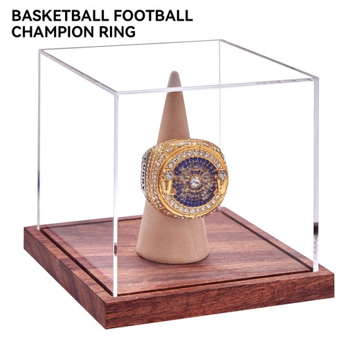 Basketballring-Vitrine – 1 Ring, Holzsockel, Klare Acrylabdeckung - Bild 4 von 8