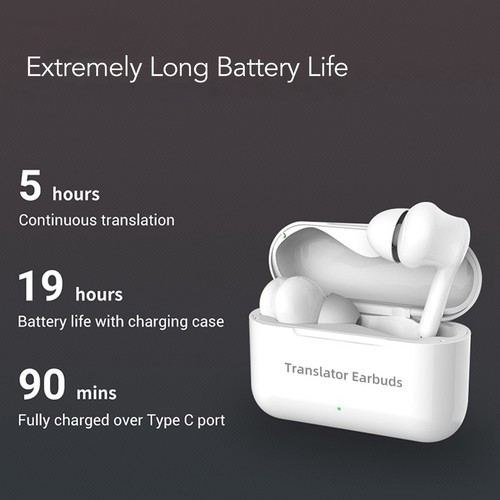 Language Translator Earbuds 127 Languages High Accuracy Dual Mic Noise Reduct FY
