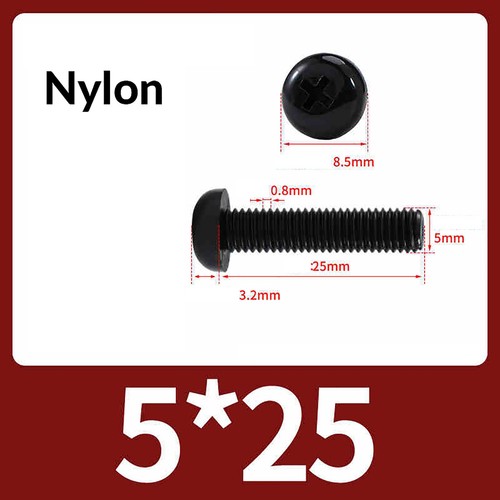 Nylon Plastic M2 M2.5 M3 M4 M5 M6 M8 Phillips Pan Head Bolt Cross Round Screw - Picture 84 of 136