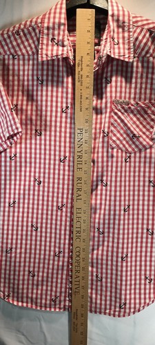 AKDMKS Black Board Beach Squad Red White Plaid Western Blue Embroidered Anchors - Picture 4 of 10