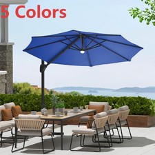 10FT Cantilever Umbrella Outdoor Patio Umbrella w/Base 360 Rotation for Patio