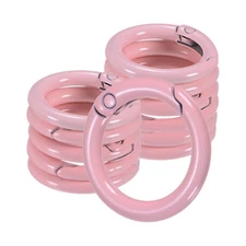 12-Pack Metal Spring O Rings, 5/8" Zinc Alloy Keyring Buckle [Pink]