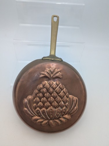 Kleine Kupfer Ananas verzierte Pfanne Aluminium ausgekleidet Wandbehang Messinggriff