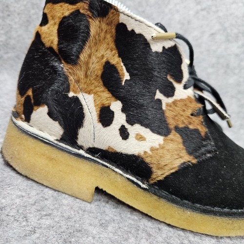 Clarks Originals Desert Boots Real Suede Pony Hair Cow Print UK 5 D - Picture 15 of 15