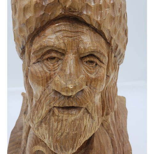Escultura busto barbudo hombre trampero tallado en madera de colección 13" de alto - Imagen 12 de 14