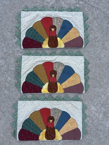 3 manteles individuales de pavo hechos a mano otoño otoño acción de gracias abuela núcleo granja rancho - Imagen 2 de 5