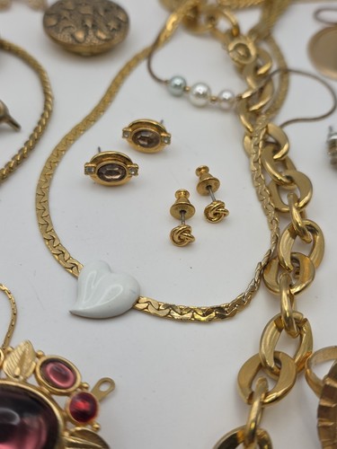 Vintage Goldfarben Schmuck Konvolut Materialmix tragbar Strass Emaille Retro - Bild 13 von 22