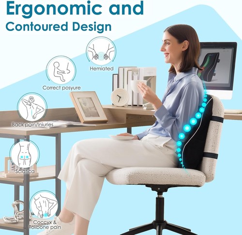 Lendenwirbelstützkissen für Büro Auto Stuhl Rücken Schmerzlinderung Memory Foam Ergon... - Bild 5 von 11