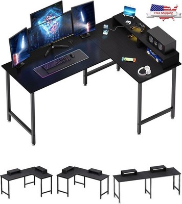 50'' L-Shaped Gaming Desk Reversible Corner Table W/ CPU Stand For Home Office