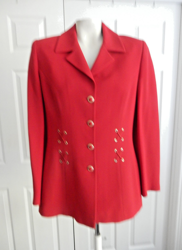 Gr. 6 italienischer Griffith grauer St John roter Blazer Anzugjacke - Bild 1 von 6