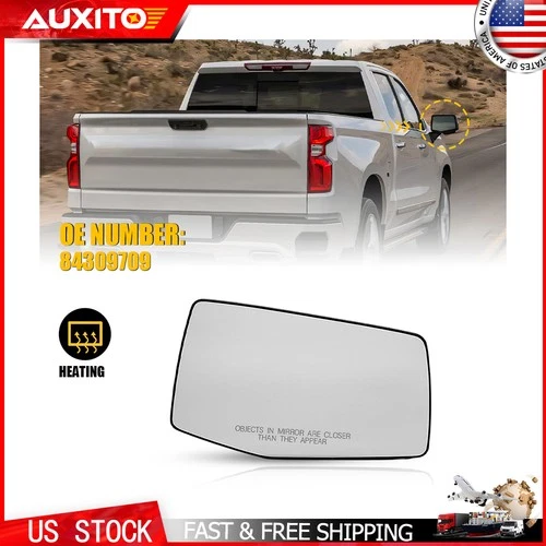 Passenger Side Mirror Glass Heated For 2019-2024 Sierra Silverado 1500 2500 3500