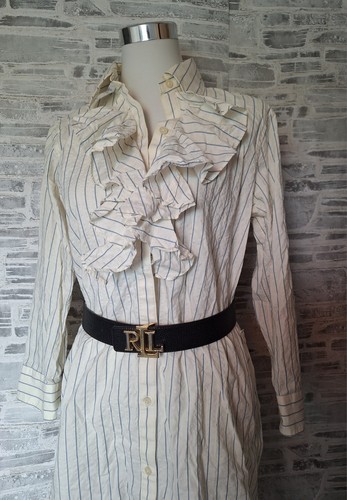 Ralph Lauren Hemdblusenkleid, Creme, gestreift, GR.L, & Gürtel Belt, Hochwertig! - Bild 6 von 11