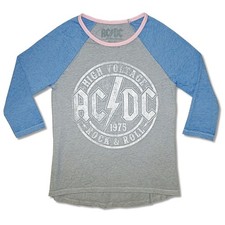 Boys' AC/DC High Voltage Baseball Jersey Youth Medium Blue/Grey