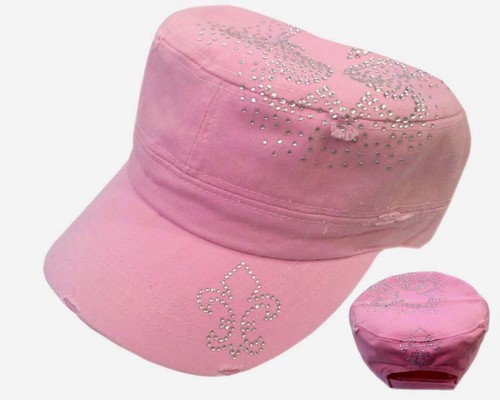Rhinestone Bling Fashion Women Military Cadet Castro Cap Hat - Picture 7 of 8