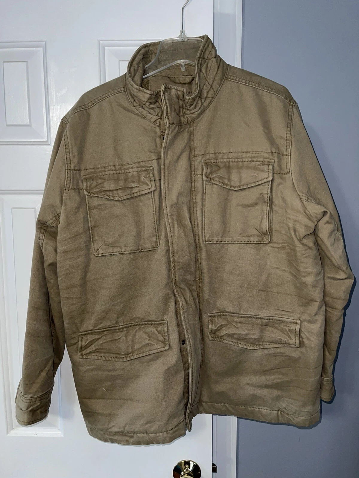 American Eagle Outfitters Mens Jacket Coat Brown L Canvas Insulated