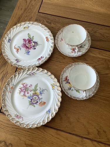 2 Antique Victorian Edwardian Nymphenburg Germany Porcelain Plate,Cup and Saucer - Picture 2 of 14