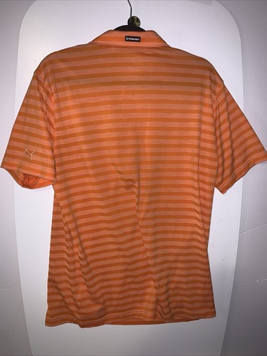Puma Golf Mens Large Orange Striped Short Sleeve Golf Polo Shirt #20 - Picture 8 of 8