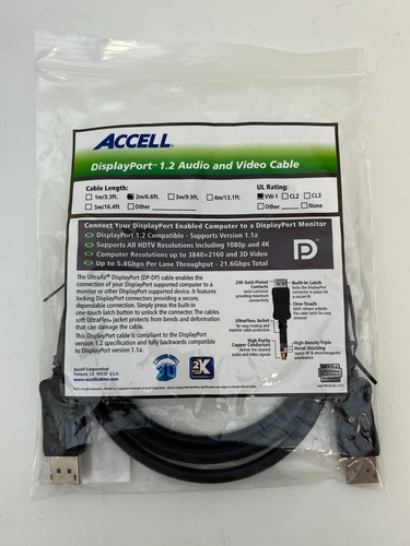 Accell DisplayPort 1.2 Audio- und Videokabel - 6,6 Fuß - Bild 1 von 4