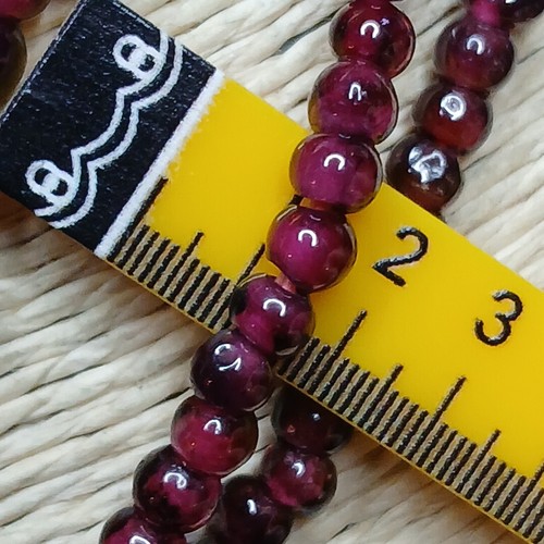 NECKLACE Triple Single Strands Carneluan Crystal Beads. 11/220 - Picture 5 of 6