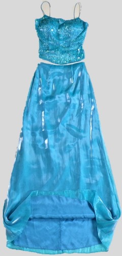 TIFFANY DESIGNS size 2 aquamarine 2-piece evening set 100% polyester spot clean - Picture 9 of 10