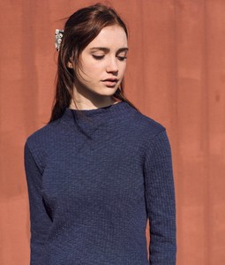 navy blue mock neck top