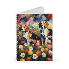 Spiral Notebook Ruled Line Beagles in Flowers Picasso Style Design 2, Gift
