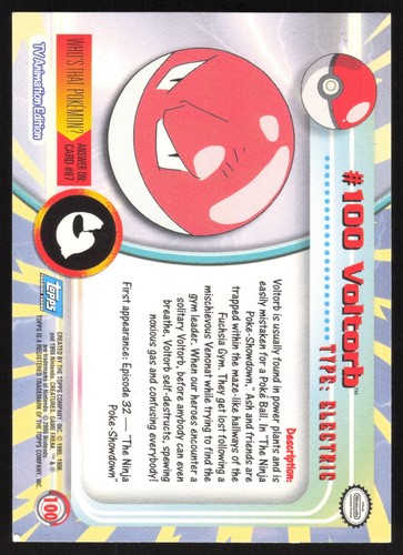 Voltorb SILVER HOLO - 100 - 1st Print Pokemon Topps Series 2 - Blue Logo US - Bild 2 von 2