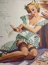 1951 Pin Up Calendar Girl Page Elliot Art Alliance Ohio Blonde Beautiful