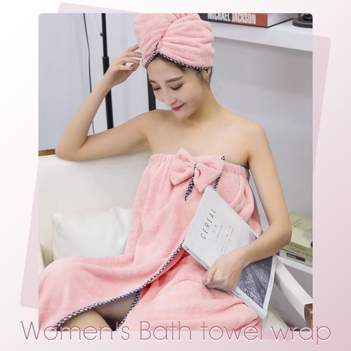 Hair Towel Women Bath Wrap-Adjustable Microfiber Super Absorbent to Quick Drying - Picture 6 of 7