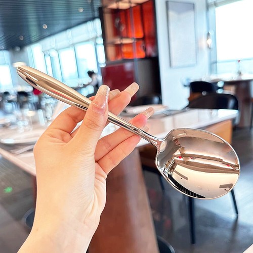 5-Piece round Stainless Steel Bouillon Spoons Soup Spoons, Stainless Steel Large - Picture 9 of 18
