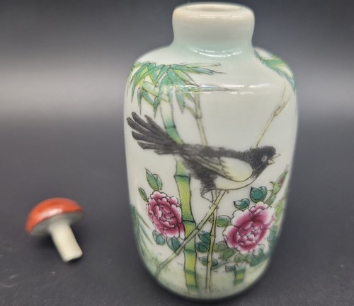 Famille Rose Porcelain Snuff Bottle Chinese Qing 19th Century - Picture 8 of 8