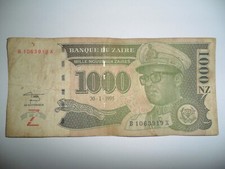BANKNOTE 1000 NEW ZAIRES ZAIRE 1995 SPL SIGNATURE 11