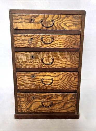 Japanese Vintage SHOWA retro Small TANSU Small chest W28.5cm Rare wood grain - Picture 7 of 10