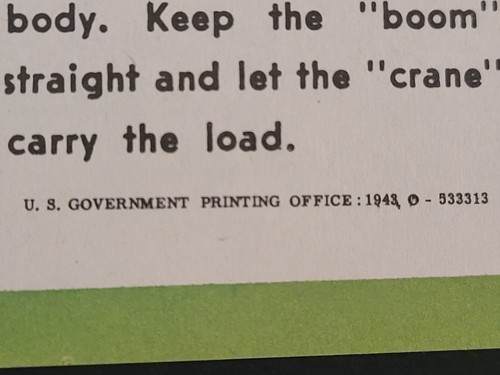 ORIGINAL Vintage 1943 Learn To Heben Correctly Safely Sicherheitsplakat 21" x 16" - Bild 6 von 8